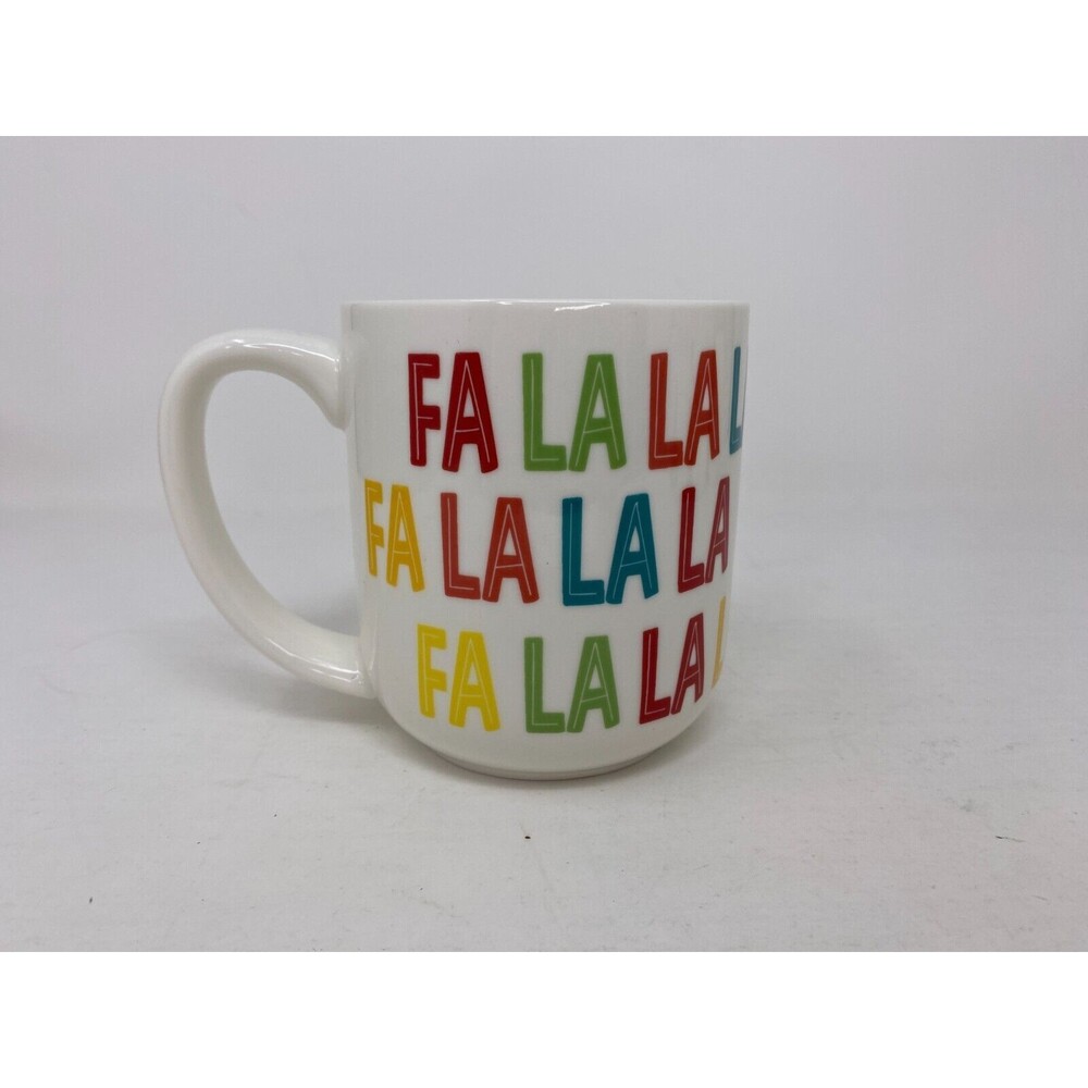 Fa La La La Christmas Coffee Mug Large 16 Oz Holiday Market Bright Colors Cheer